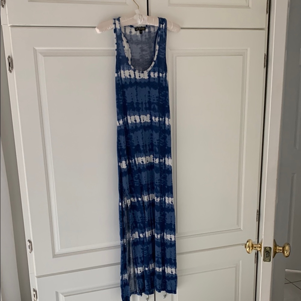 Blue and White Tie-Dye Maxi Dress